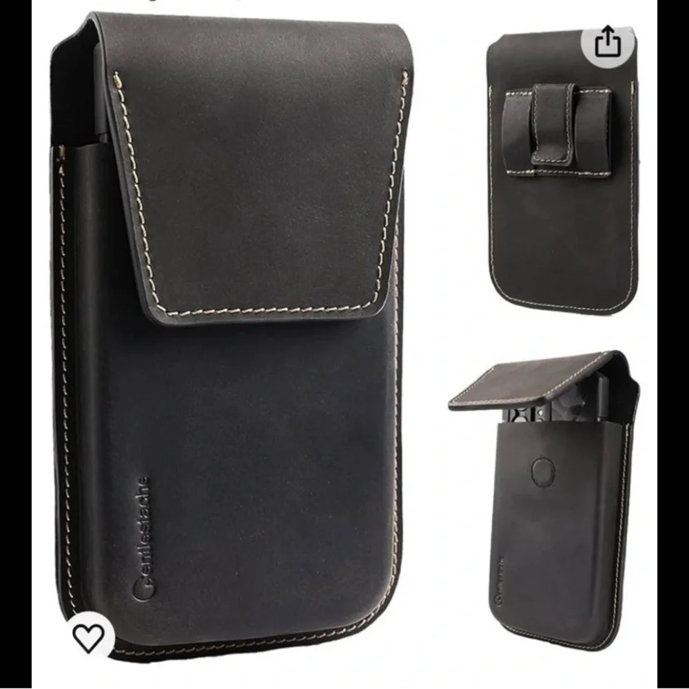 Gentlestache Leather Cell Phone Holster Belt Clip, for iPhone 14 13 Pro Max